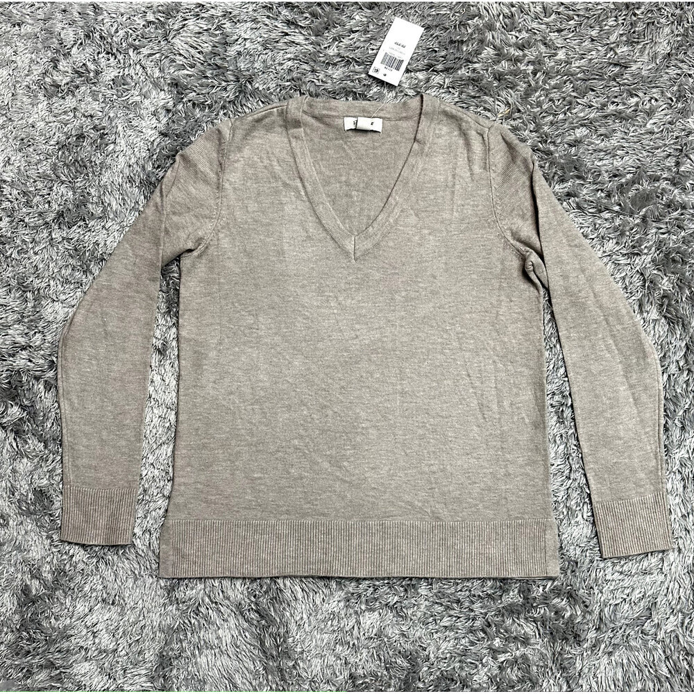 Style & Co Women's Long Sleeve V-Neck Sweater In Solid Brown Top Size PP Petite - Picture 3 of 8